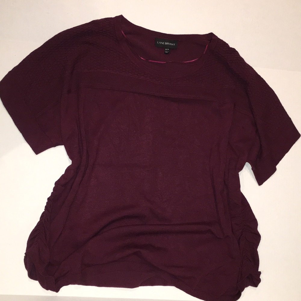 Lane Bryant 26/28 Textured Knit Short Sleeve Top – Plum Purple